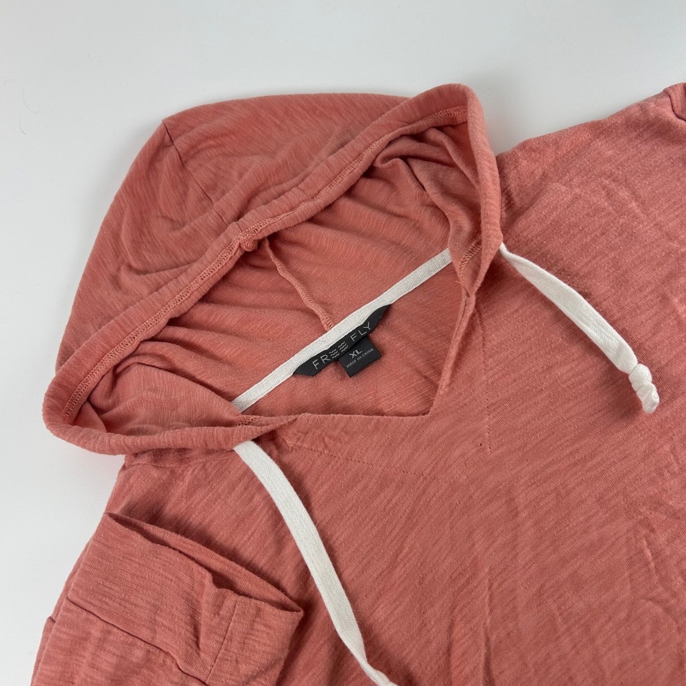 Free Fly WMNS XL Bamboo Hoodie Pink Knit Pullover Lightweight Kangaroo Pocket